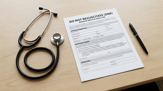 Do Not Resuscitate DNR Form with Stethoscope and Pen for Advance Medical Care Planning