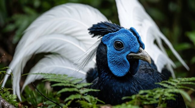 Beautiful Bulwers Pheasant Resting in the Forest.
