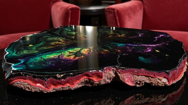 Luxury Black Onyx Marble with Emerald and Ruby Veins