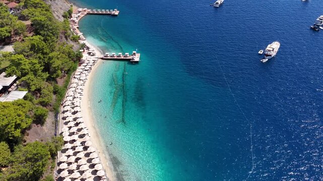 G&ouml;cek Drone Video, Turkish Maldives Yassica Islands Drone Video, Gocek Fethiye, Mugla Turkiye (Turkey)