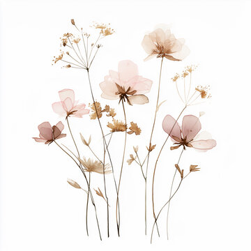 Delicate watercolor botanical digital paper floral background in soft basic beige tones