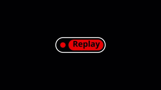 Replay text button animation with alpha channel, Replay icon video for Live Streamers, Action replay sign icon loop animation. motion graphic of replay concept 