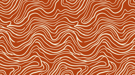 Fototapeta premium Wavy contour patterns on terracotta background