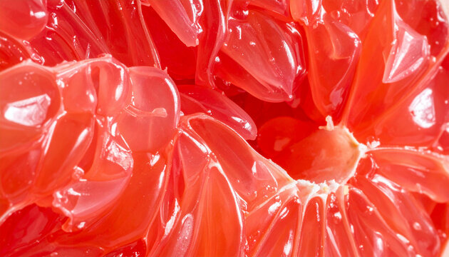 Close-up of juicy pink grapefruit segments
