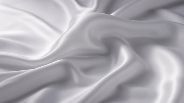 Elegant White Silk Satin Fabric Background with Smooth Flowing Waves and Luxurious Glossy Folds for Wedding Decoration and Sophisticated Fashion Design Concept