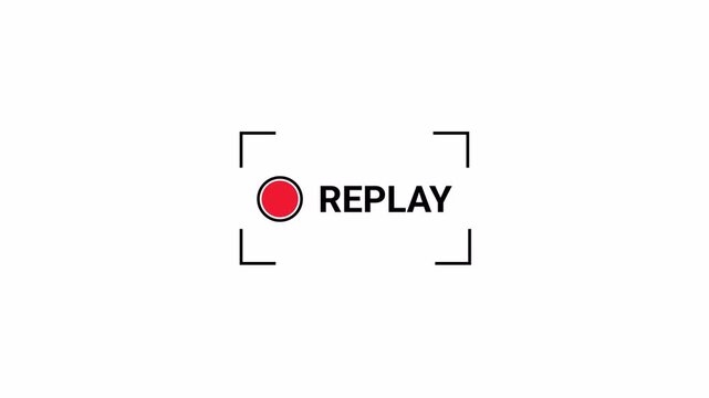 Replay text button animation with alpha channel, Replay icon video for Live Streamers, Action replay sign icon loop animation. motion graphic of replay concept 