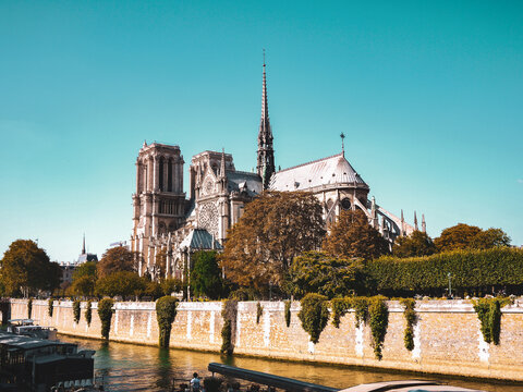 Notre-Dame Cathedral and Seine river in Paris - France