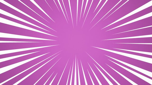 Dynamic purple radial speed lines, an energetic comic book style background, vibrant abstract motion graphics for impactful design, animated burst effect 4k