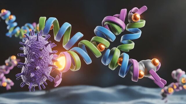 3D Animation of DNA Double Helix Structure Science and Biology Concept