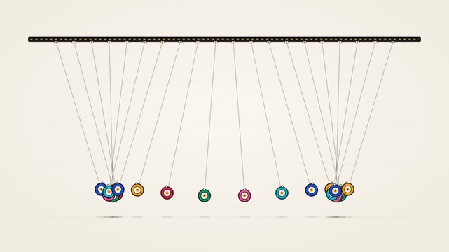 Colorful Pendulum Wave Physics Animation