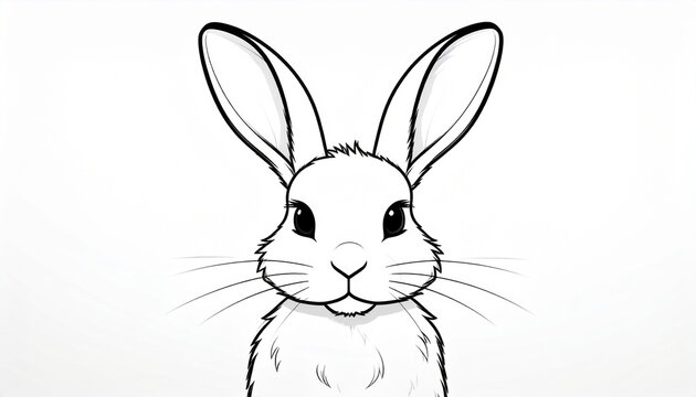 Minimalist illustration of a rabbit face with large ears
