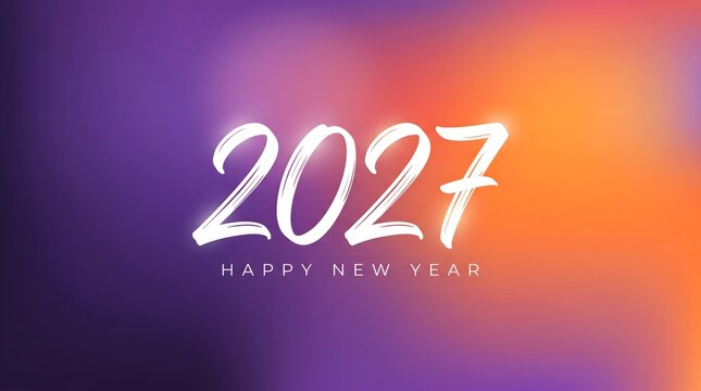 Vibrant abstract background with glowing neon effect displaying the year two thousand twenty seven