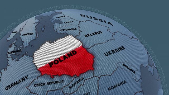 This is a digitally render map of Eastern Europe, Poland map, Poland flag,