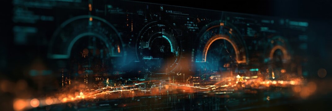 This concept art shows a health dashboard with biological age and chronological age metrics. Teal and amber data trends toward a younger state.