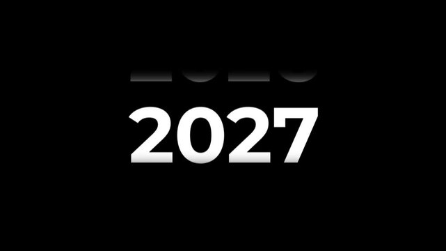 Animation of a digital year counter from 2000 to 2028 overlay on a black background. Futuristic timeline dashboard UI element, time passing and historical progress concept.