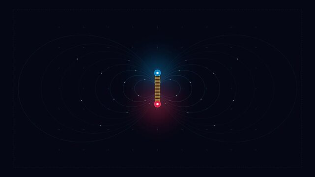 Animated Bar Magnet With Rotating Magnetic Field Lines