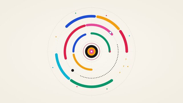 Colorful Arc Segments Circle a Central Bullseye Target