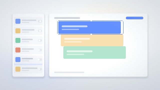 Colored Content Blocks Stack Beside a Sidebar Toggle List