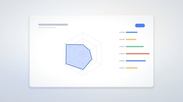 Radar Chart Polygon Morphing Beside Color Coded Metric Bars