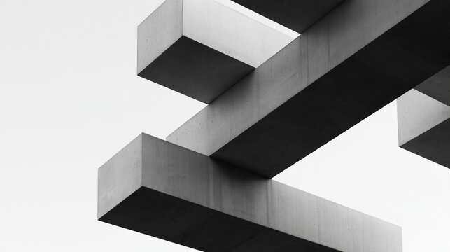 Abstract Concrete Beams in Modern Brutalist Architecture