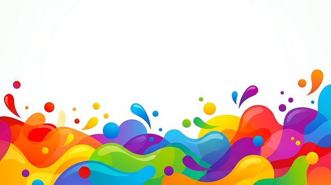 Vibrant abstract fluid shapes and colorful splashes creating dynamic wave pattern for creative branding