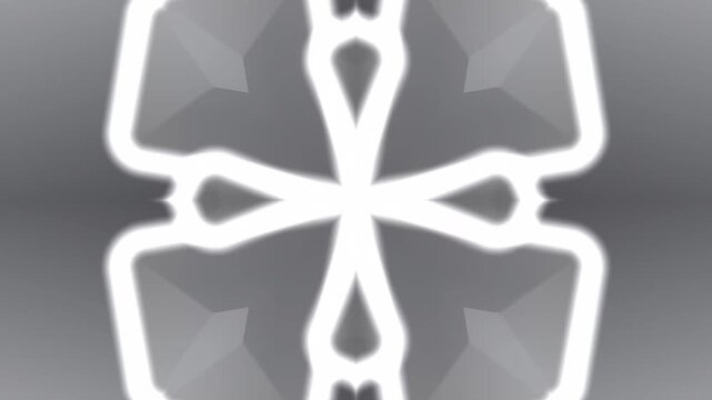 Symmetrical Abstract Geometric Pattern Morphing Animation on Grayscale Background