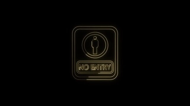Neon Light No Entry Sign Animation with Changing Colors