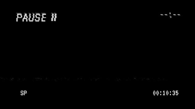 VHS Video Tape Pause Screen with Static Distortion and Analog Noise 4K Seamless Loop