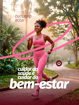 Outubro Rosa Sa&uacute;de e Bem-Estar Post Card Insta Template Banner