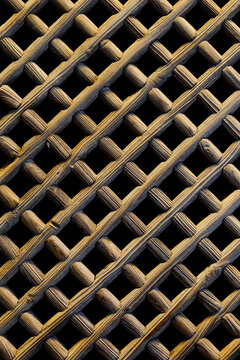 Carved wood lattice pattern close-up