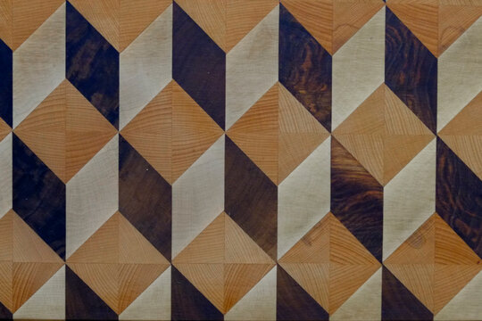Wood diamond cube illusion pattern