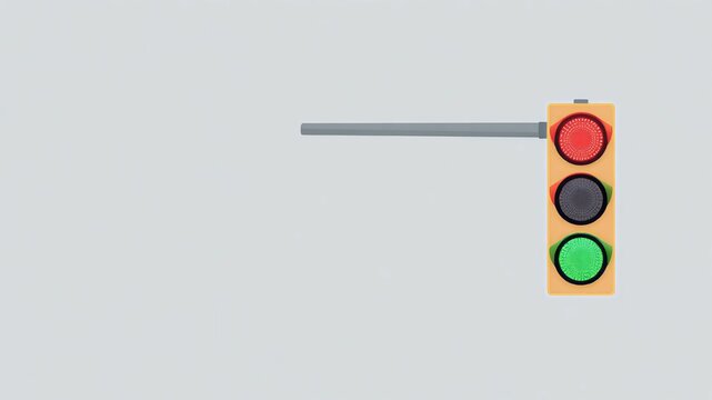 Horizontal Traffic Light with Red Stop Light and LED Display Isolated on White Background