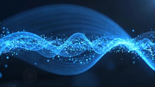 Futuristic blue background wave with glowing particle gif animation