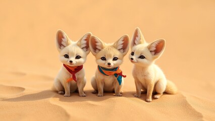 Obraz premium Adorable Trio of Fennec Foxes