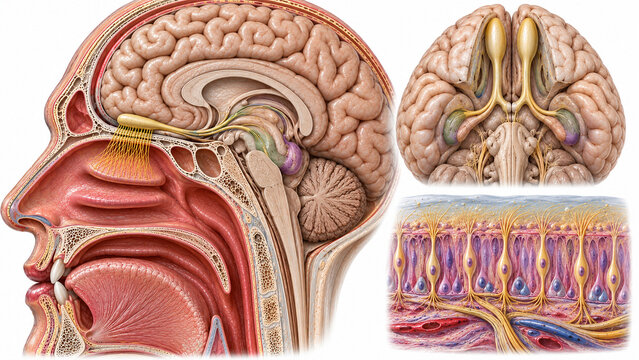 Olfactory Pathway Anatomy Medical Illustration