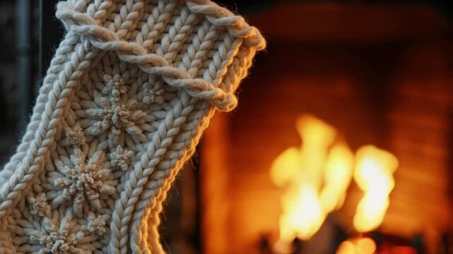 Gem&uuml;tlicher Weihnachtsstrumpf am Kamin