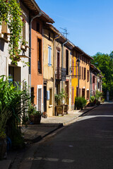 Fototapeta premium Alleyway in the center of the village of Montbrun-Bocage