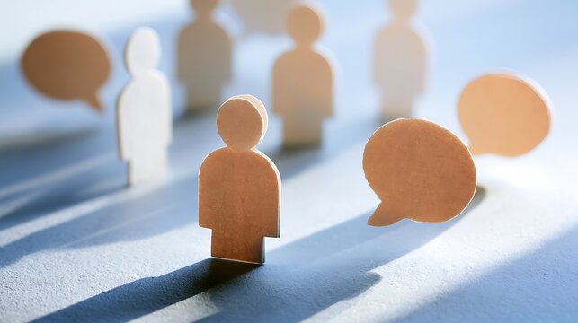 Paper figures with speech bubbles