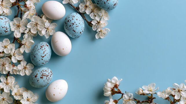 Easter eggs with cherry blossoms