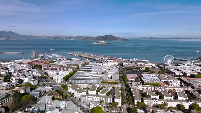Aerial footage of Marina District of San Francisco, CA, USA.
