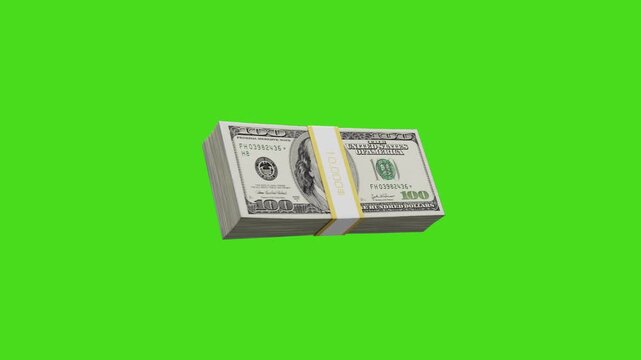 Dollar bills on green screen