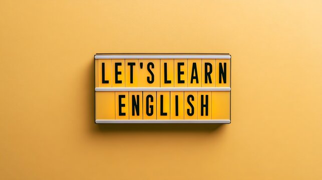 Lets learn english text on a lightbox signboard