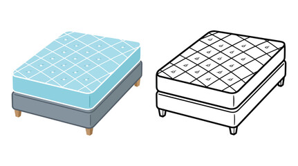 Obraz premium Mattress with quilted top and wooden legs illustrated vector design