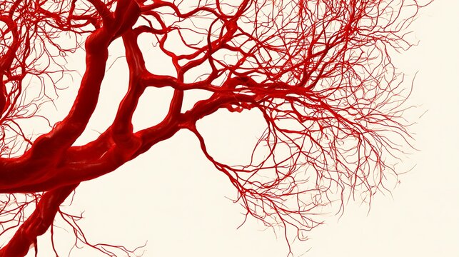 Red human blood vessels branching out