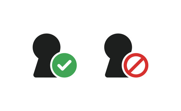 Minimalist icon featuring approved and denied user profile symbols