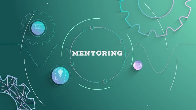 Infographic Mentoring Typography with Business Icons, Tech Elements Abstract Background
