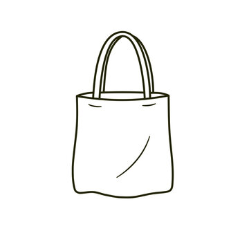 Reusable tote bag canvas shopping bag line art icon vector illustration 