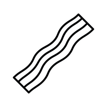 Crispy bacon strip meat slice vector line art icon