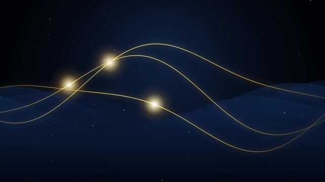 Abstract luxury golden and blue wave motion loop seamless background for elegant designs