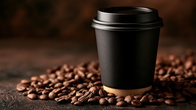 Coffee cup with beans
